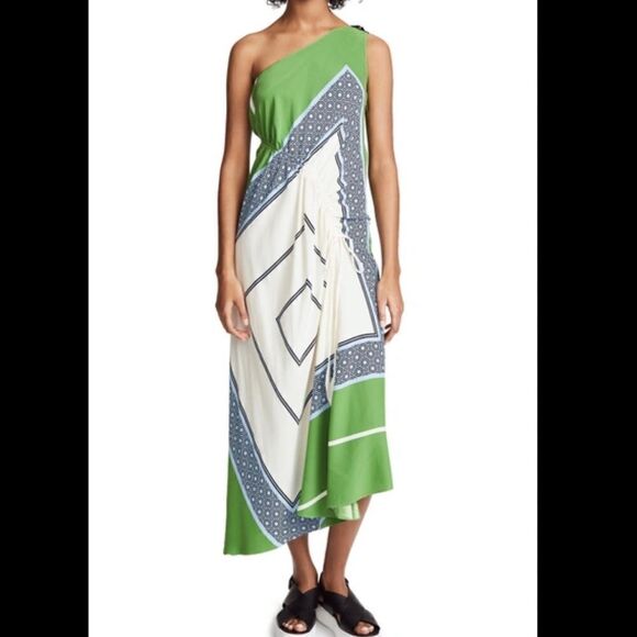 Tory Burch Sloane One Shoulder Handkerchief Dress 0 - Picture 2 of 11